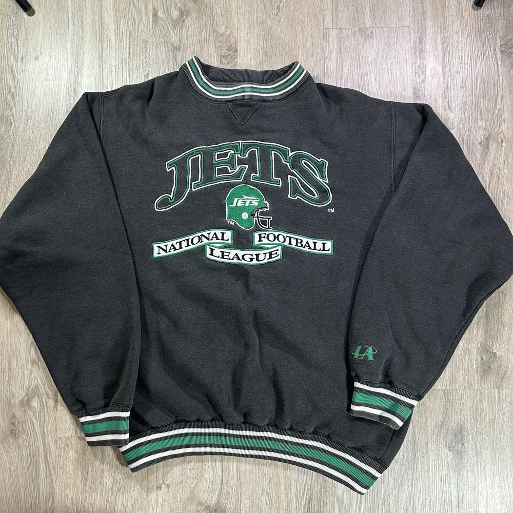 VTG 90s Logo Athletic New York Jets Sweatshirt Men Large NFL Football Black
